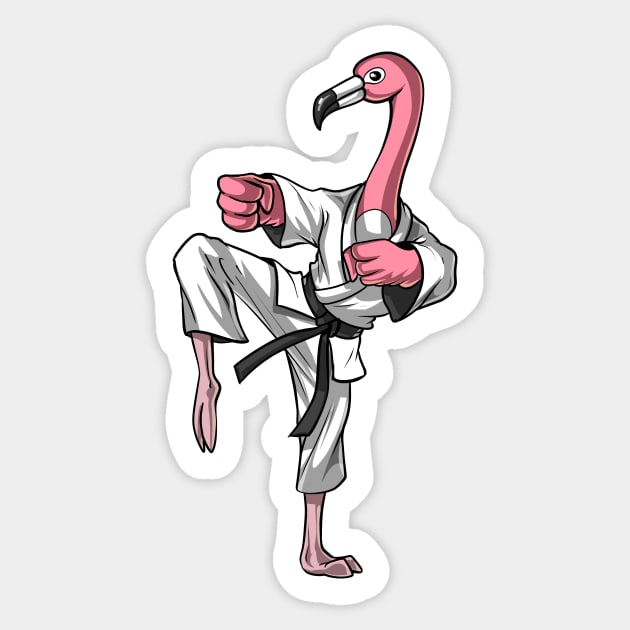 Flamingo Bird Karate Sticker by underheaven